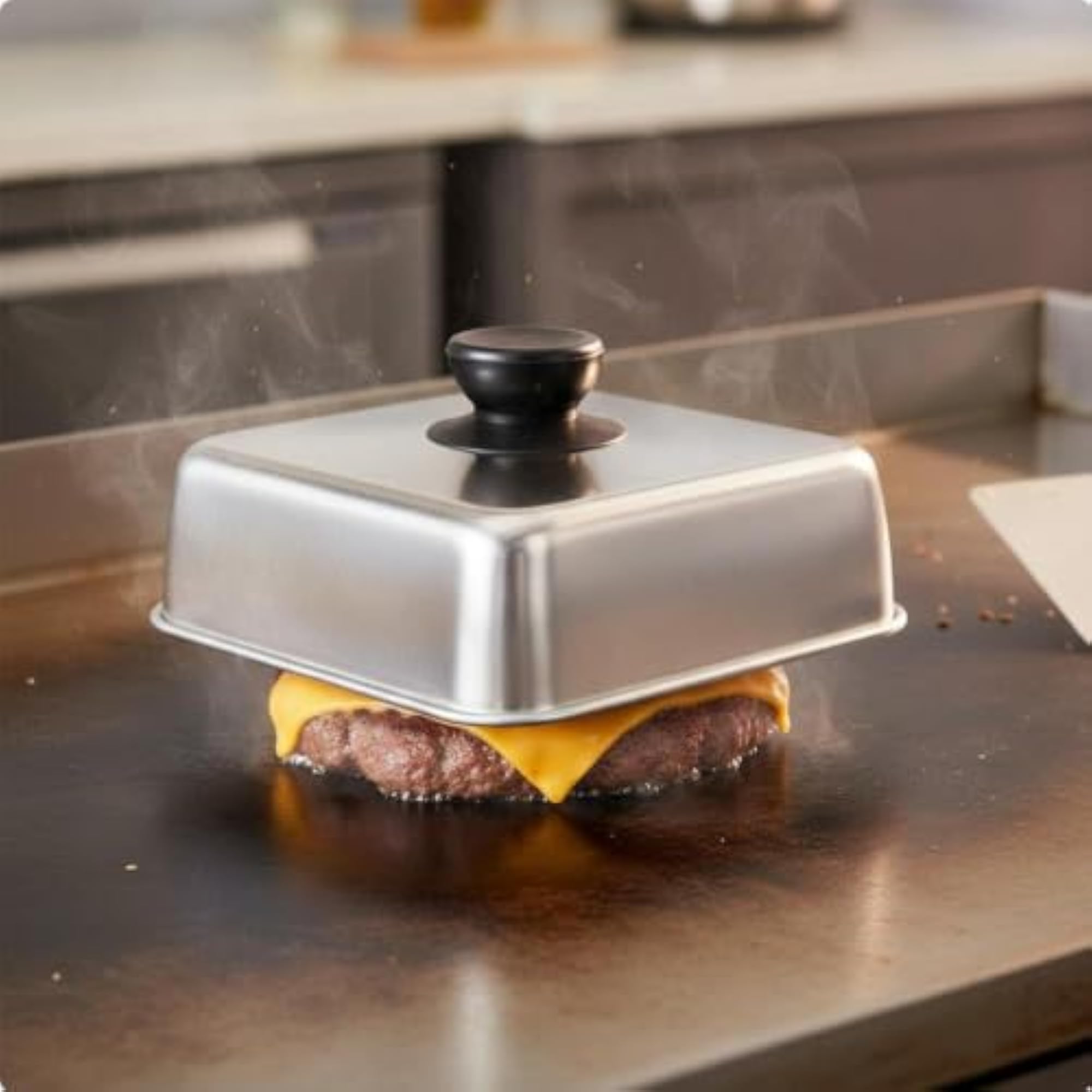 Square Burger Cover for BBQ Enthusiasts, Cheese Melting Dome